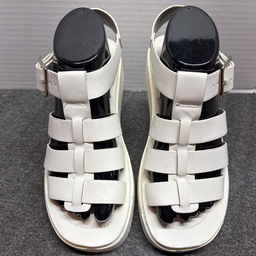 Cushionaire Poppy White Platform Gladiator Sandals Women 7.5M Memory Foam Strap